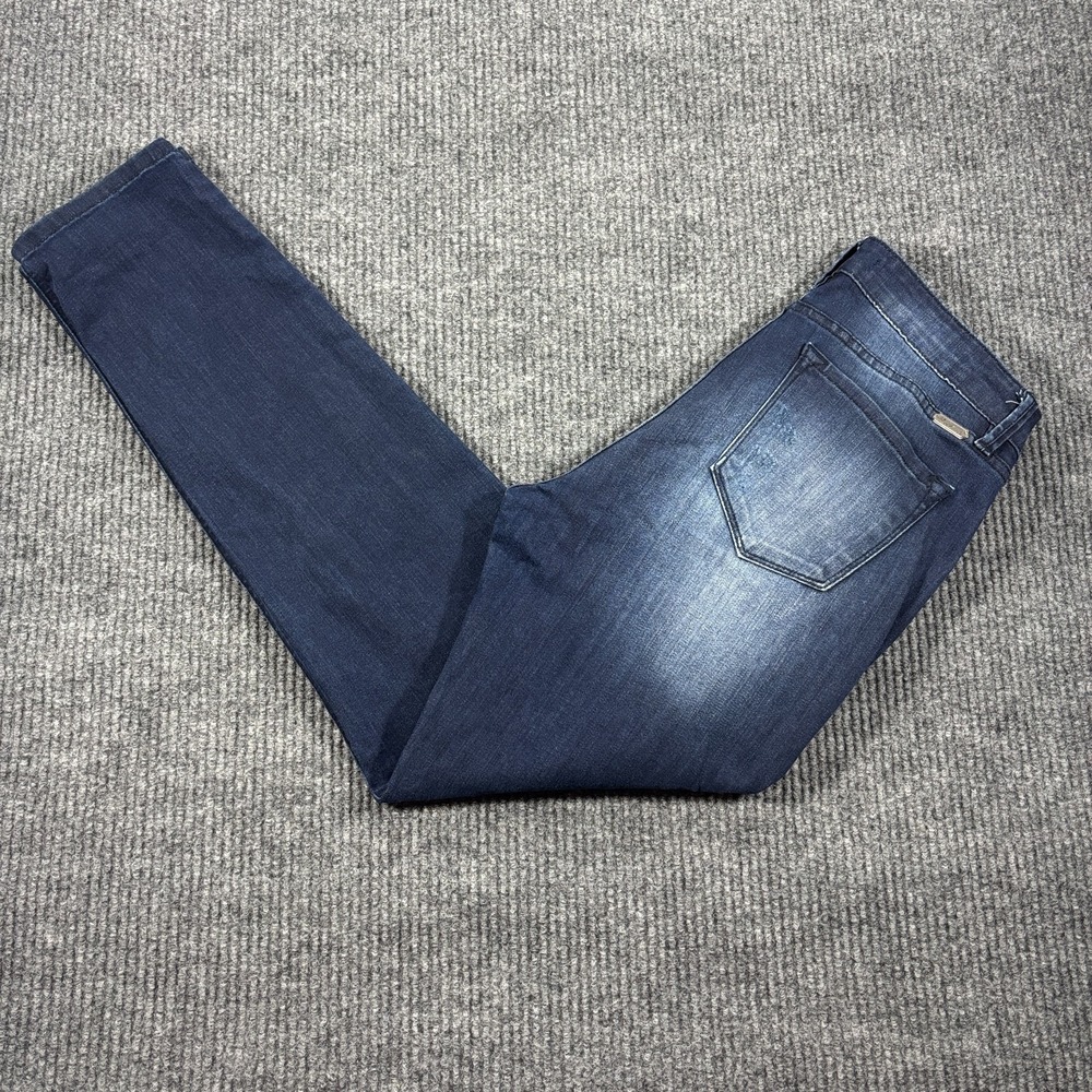 Kancan Mid Rise Super Skinny Jeans Women 13 Blue Dark Wash with Fading
